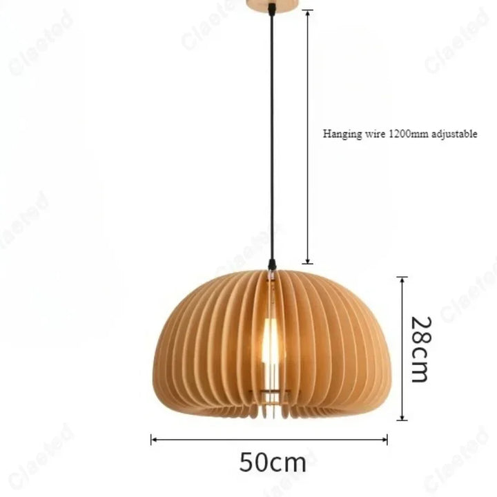 Creative Wooden LED Pendant Light – Vintage Modern Ceiling Lamp
