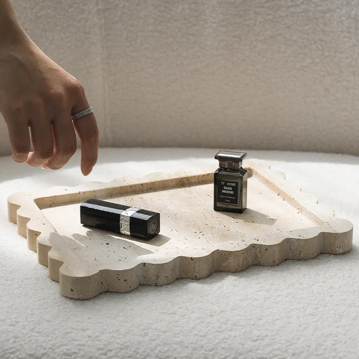 Travertine Scalloped Edge Vanity Tray