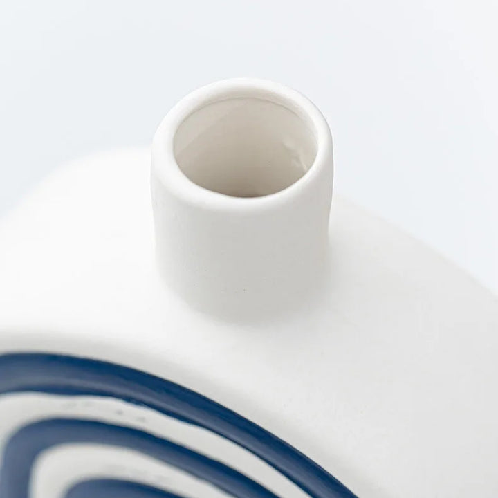 Blue and White Striped Ceramic Vase – Modern Decor