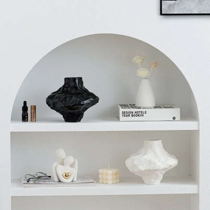Geometric Stone Pattern Ceramic Vase – Modern Rockery-Style Decorative Flower Pot for Home & Tabletop