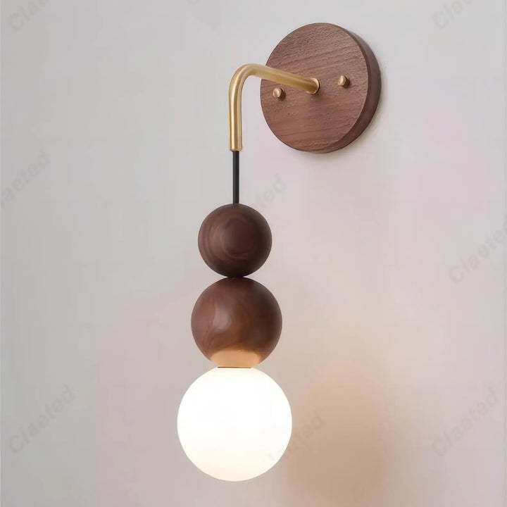 Retro Walnut Glass LED Wall Lamp – Luxury Decorative Light