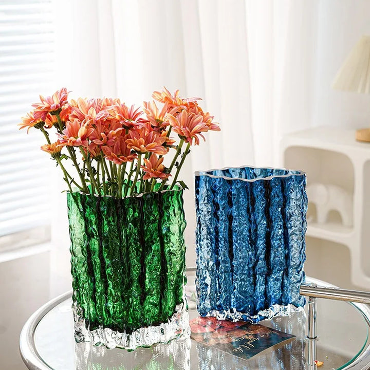 Creative Glacier Glass Vase – Modern Transparent Decor