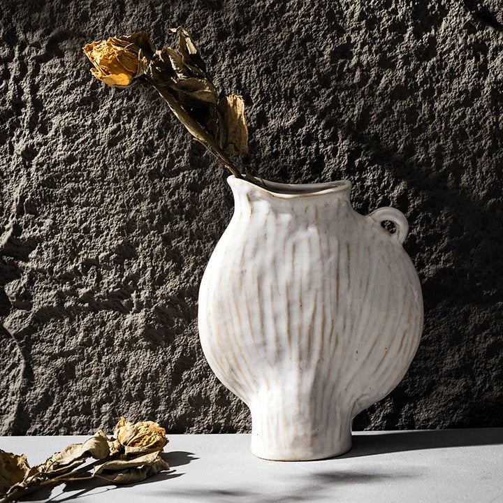 Wabi Sabi Ceramic Vase – Nordic Tabletop Home Decor