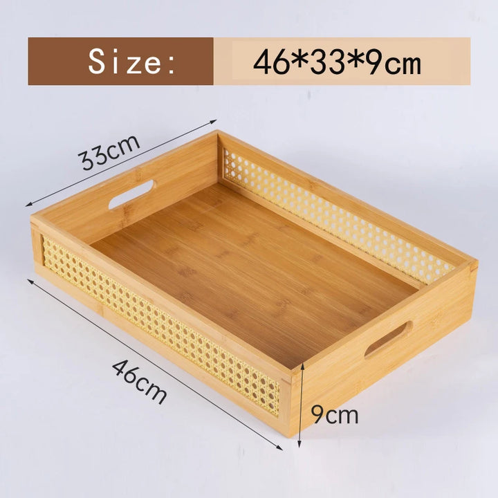 Bamboo Grid Storage Box with Acrylic Lid – Rectangular Organizer Tray for Cosmetics, Bedroom & Living Room