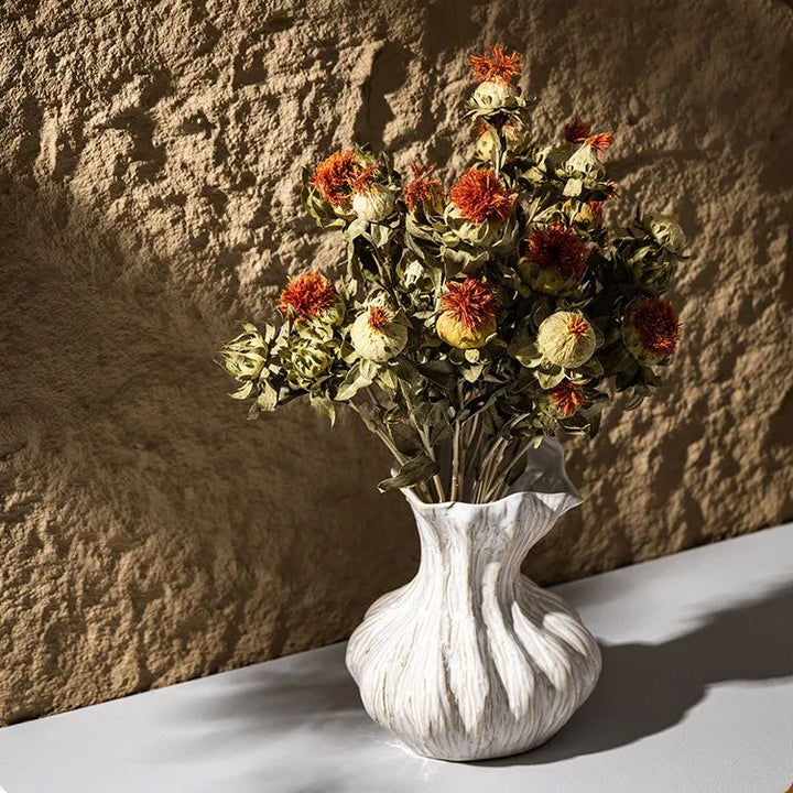 Wabi Sabi Ceramic Vase – Retro Centerpiece for Dried Flowers