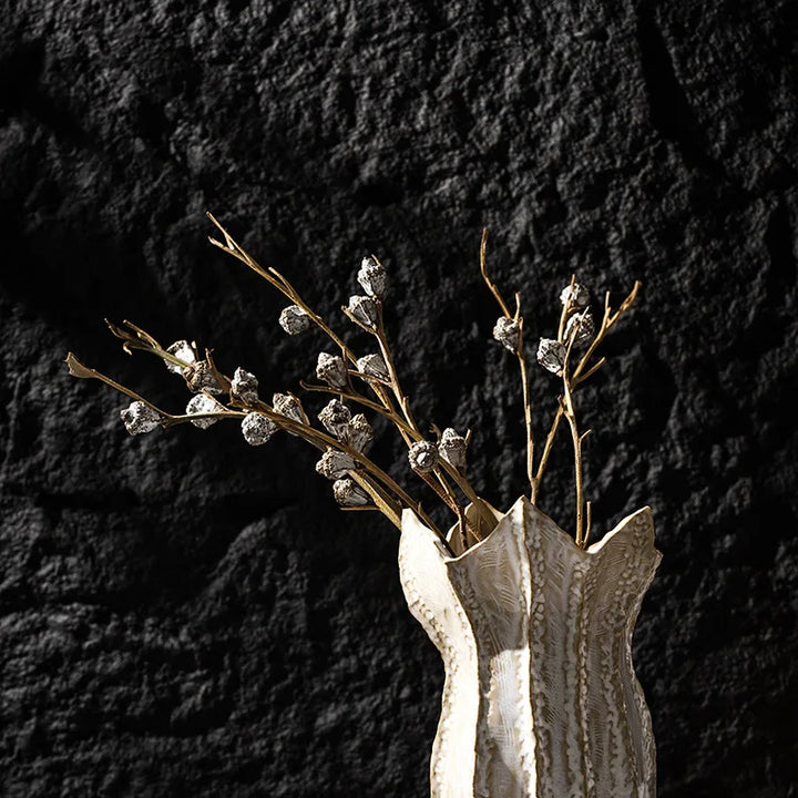 Nordic 5-Petal Ceramic Vase – Modern Wabi-Sabi Decor