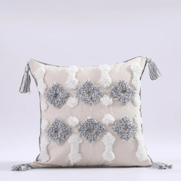 Boho Tassel Cushion Cover – Tufted Moroccan Macrame Pillow