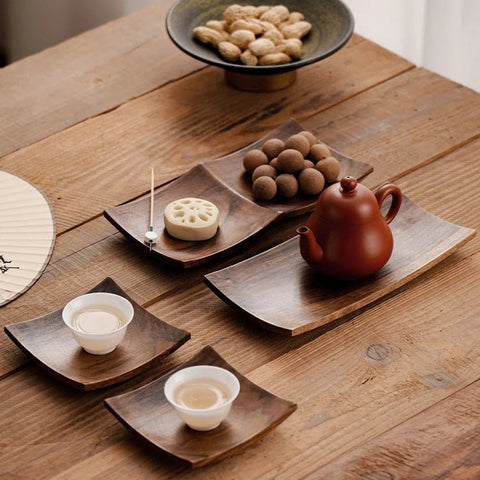 Japanese Black Walnut Wood Snack Tray – Dessert & Tea Table