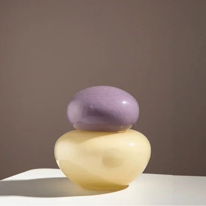 Elliptical Colored Glass Vase – Modern Desk Flower Pot