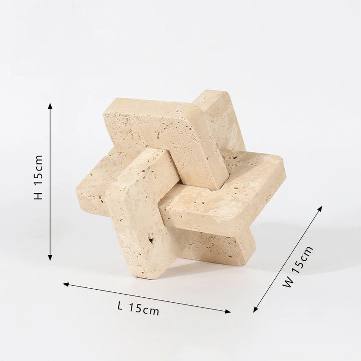 Minimalist Travertine Stone Sculpture – Luxury Natural Marble Ornament for Coffee Table, Shelf, Entryway, or Living Room Decor