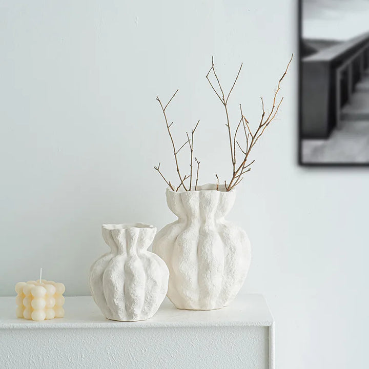 Nordic White Ceramic Vase – Modern Centerpiece Decoration