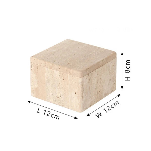 Natural Travertine Storage Jar – Marble Organizer Canister for Jewelry, Cotton Swabs, Makeup Pads & Bathroom Essentials