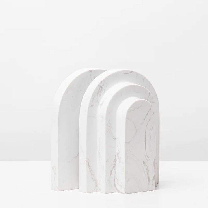 Natural Travertine Marble Bookends – U Shape Stone Holder