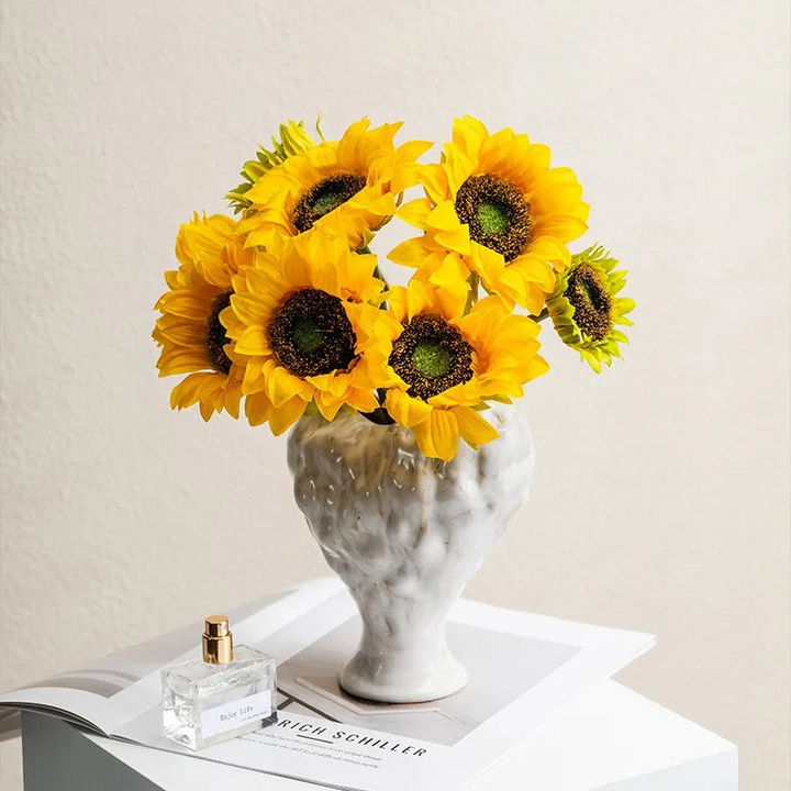 White Ceramic Vase – Retro Wabi Sabi Tabletop Decor