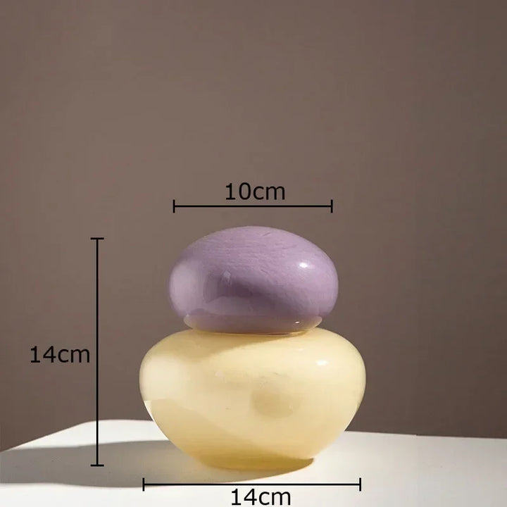 Elliptical Colored Glass Vase – Modern Desk Flower Pot