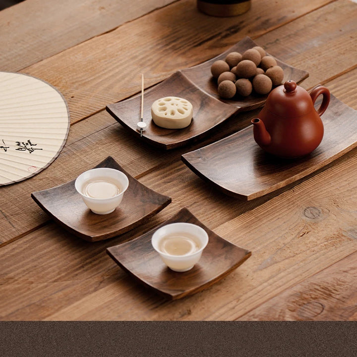 Black Walnut Wood Serving Tray – Handmade Tea & Snack Organizer for Desserts, Nuts, and Home Table Decor