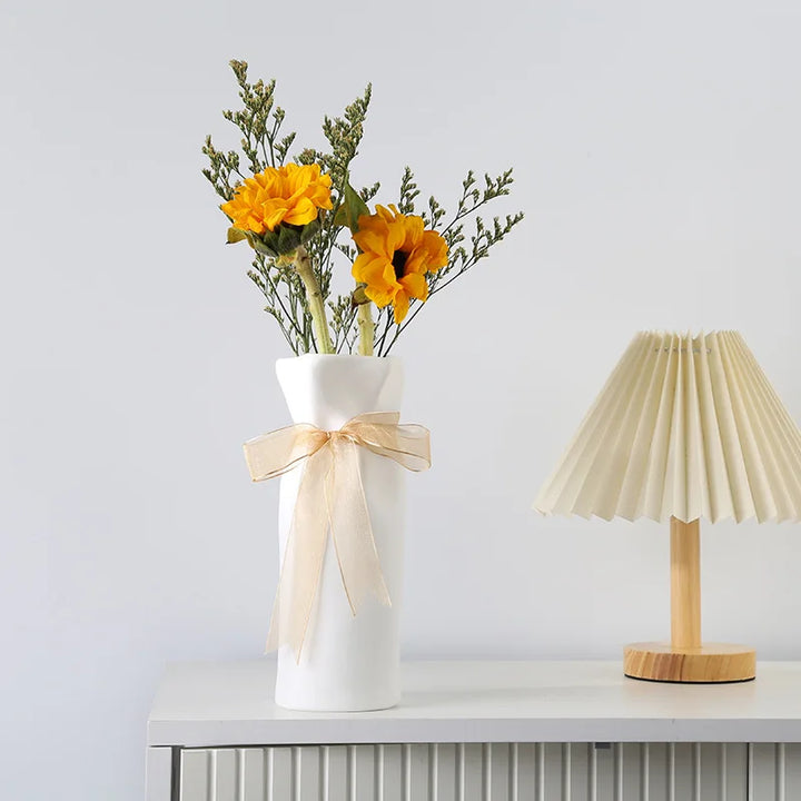Ceramic Paper Bag Vase – Nordic Modern Home Decoration