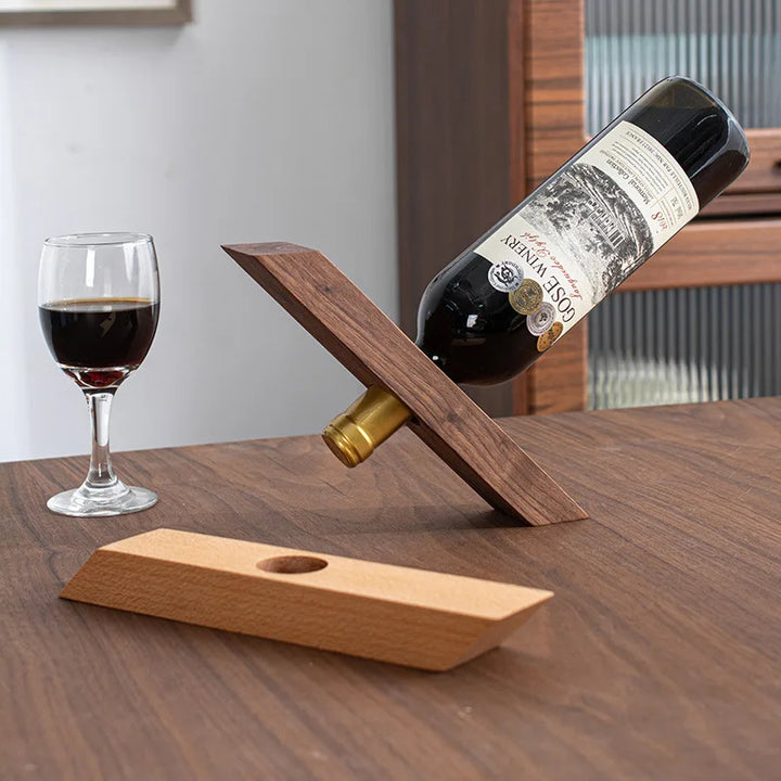 Modern Wooden Wine Rack – Minimalist Slanted Bottle Holder for Wine Cabinet or Bar Decor