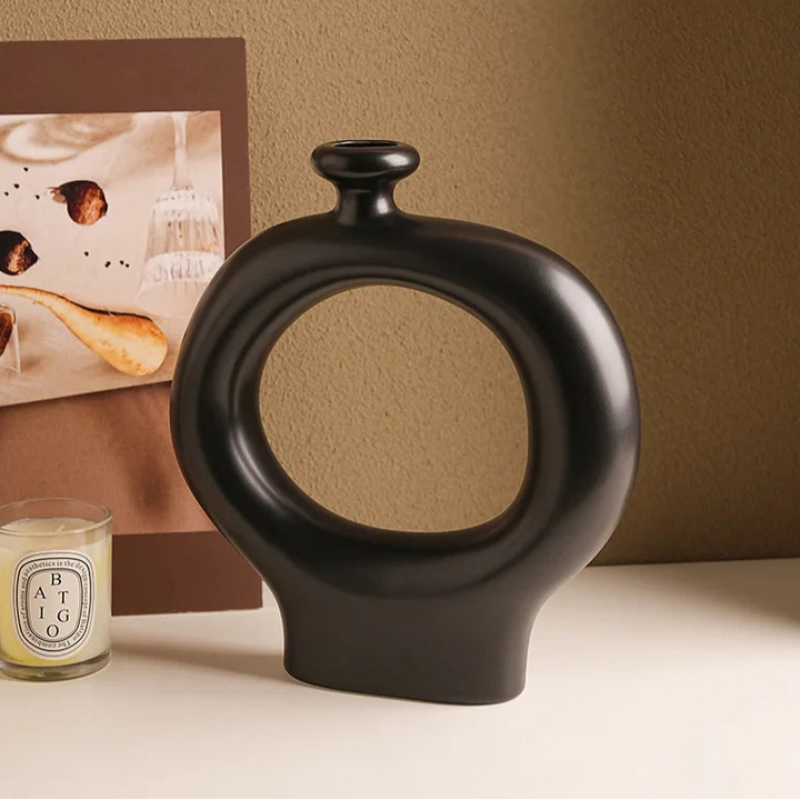 Zebra Striped Ceramic Vase – Modern Tabletop Decor