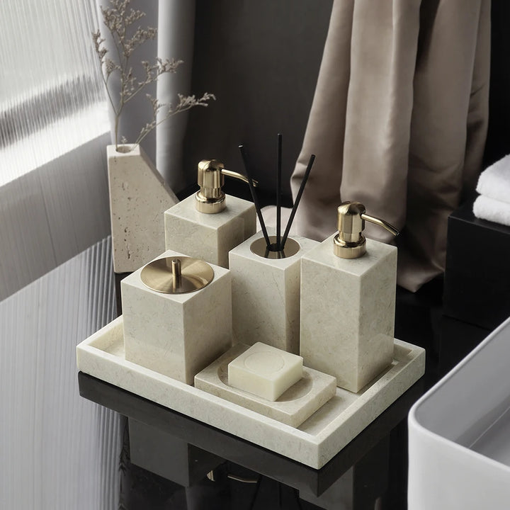 Crema Nuova Marble Bathroom Accessories Set