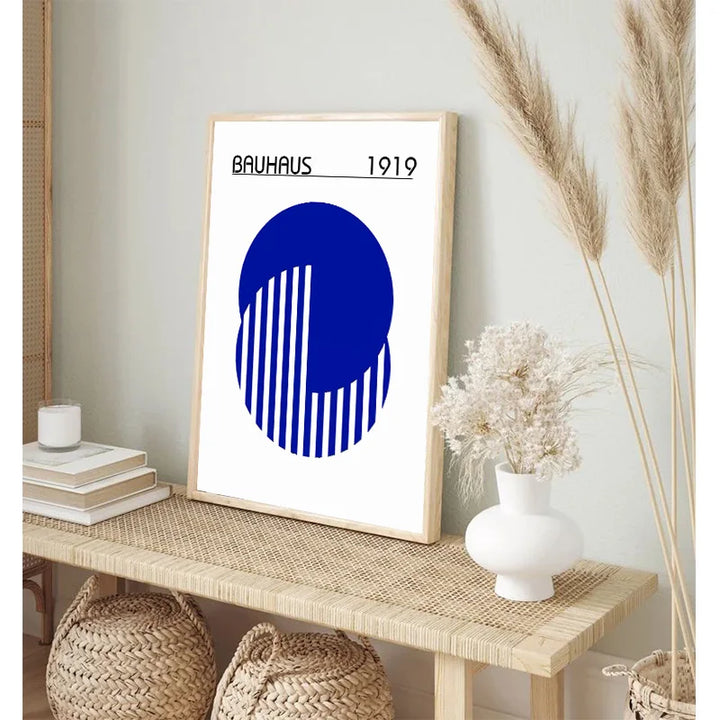 Blue Bauhaus Abstract Art Poster – Modern Canvas Wall Print
