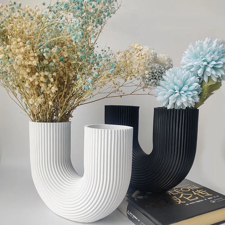 Nordic U-Shaped Resin Vase – Modern Home Table Decor