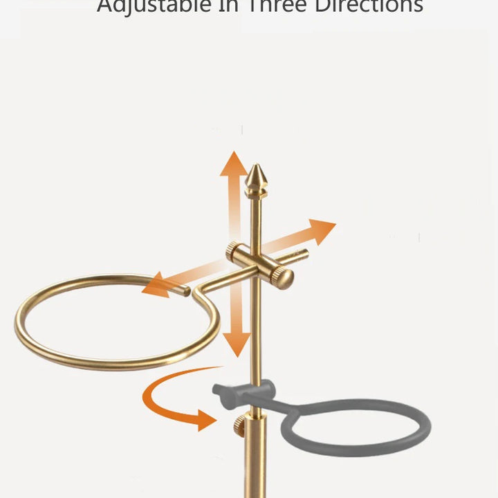Adjustable Solid Wood Coffee Drip Stand – Brass Holder
