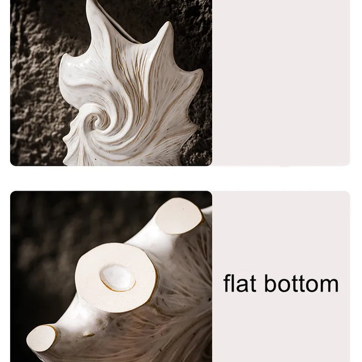 Ceramic Conch Vase – Modern Minimalist Home Decor