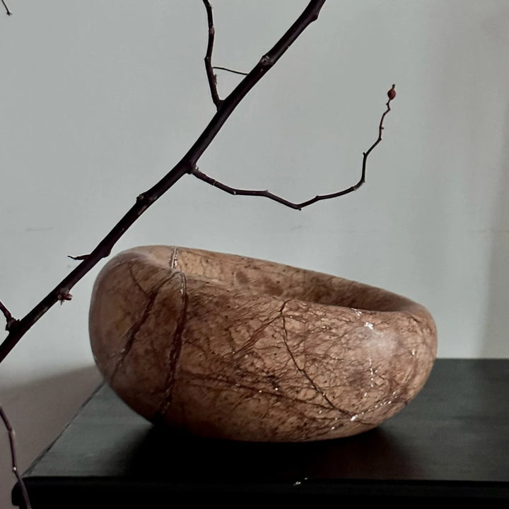 Brown Marble Bird’s Nest Bowl for Decor & Storage