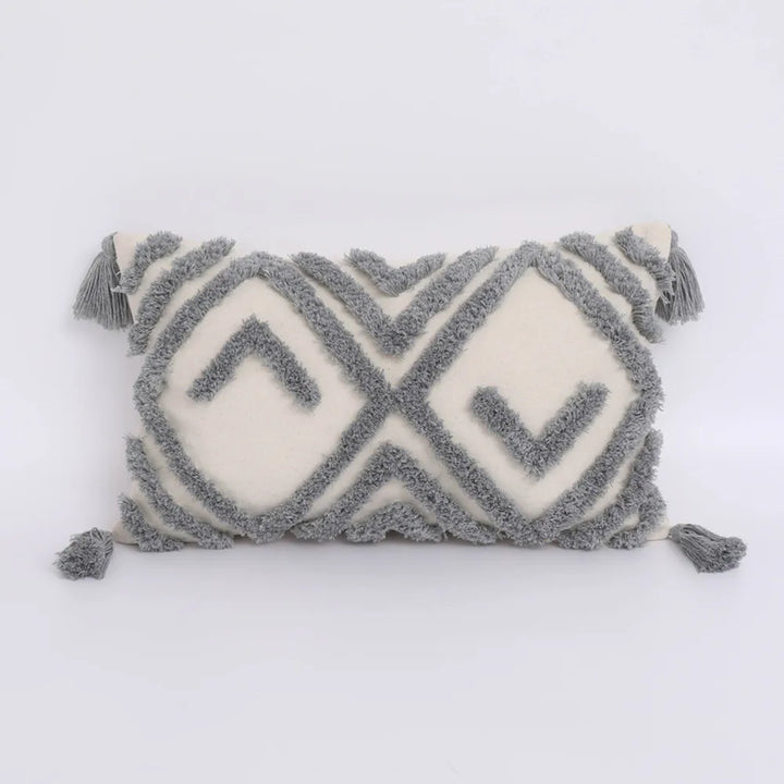 Boho Tassel Cushion Cover – Tufted Moroccan Macrame Pillow