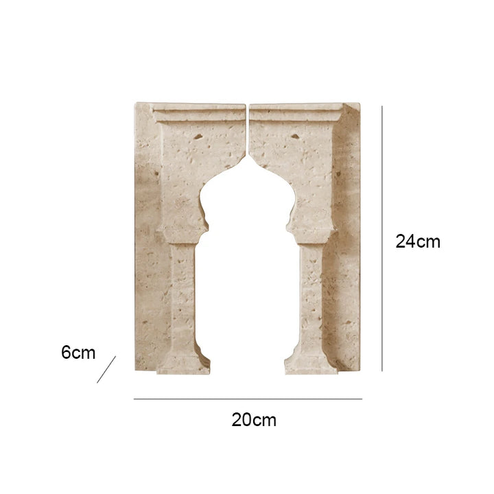 Travertine Archway Sculpture – Modern Stone Figurine for Shelf, Coffee Table, Bookshelf & TV Cabinet | Minimalist Home Decor