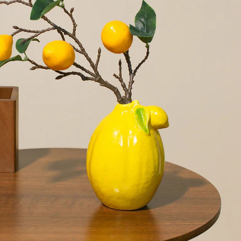 Creative Lemon Ceramic Vase – Modern Fruit Decor