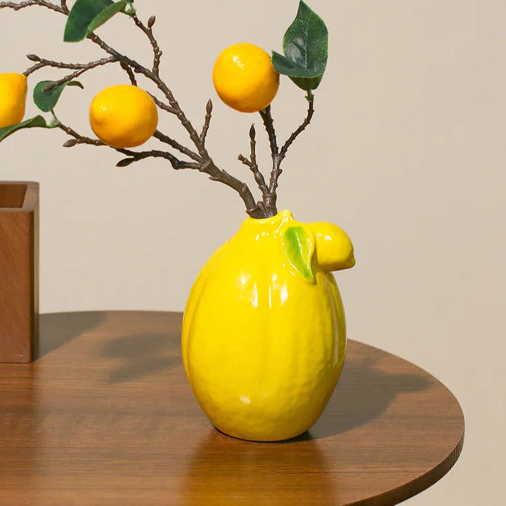 Creative Lemon Ceramic Vase – Modern Fruit Decor