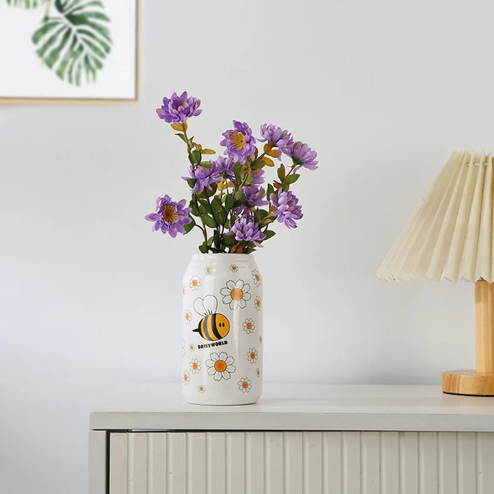Pop Art Ceramic Can Vase – Modern Flower Holder