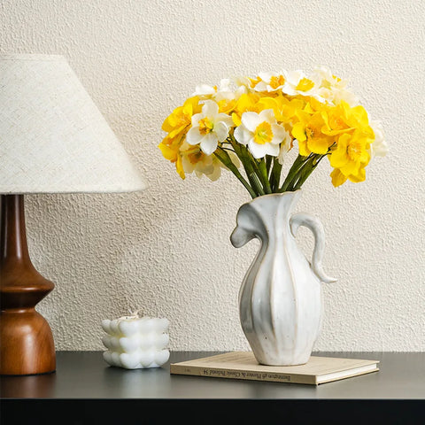 One-Handled Ceramic Vase – Modern Nordic Minimalist Decor