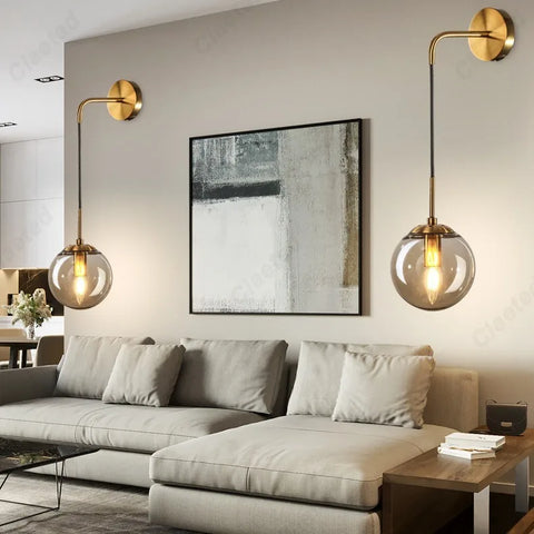 Modern LED Glass Ball Wall Lamp for Bedroom