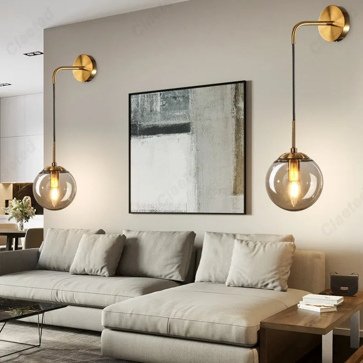 Modern LED Glass Ball Wall Lamp for Bedroom
