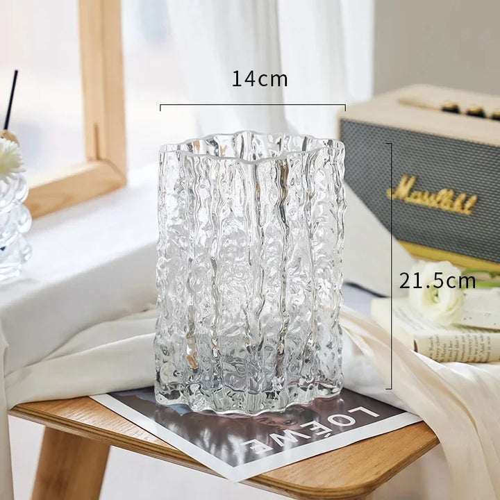 Creative Glacier Glass Vase – Modern Transparent Decor