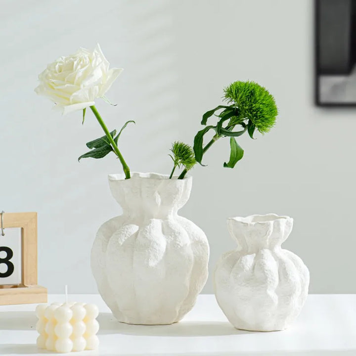 Nordic White Ceramic Vase – Modern Centerpiece Decoration