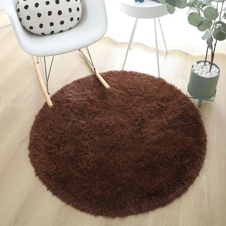 Round Plush Rug – Soft Fluffy Carpet for Living Room & Bedroom