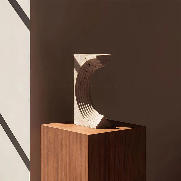 Minimalist Travertine Sculpture – Luxury Marble Home Décor