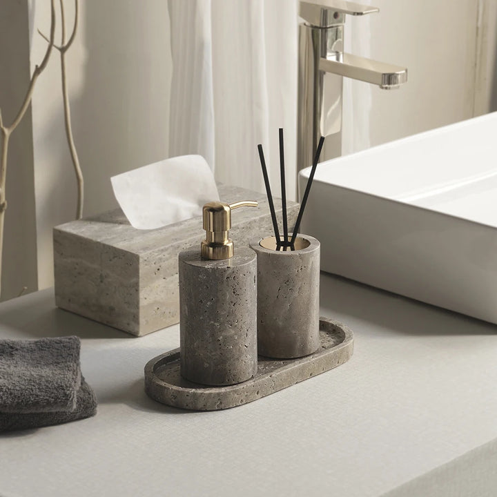 Grigio Travertine Bathroom Set – Natural Marble Accessories
