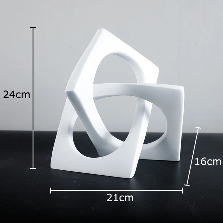 Abstract Geometric Sculpture – Modern Resin Desk Ornament