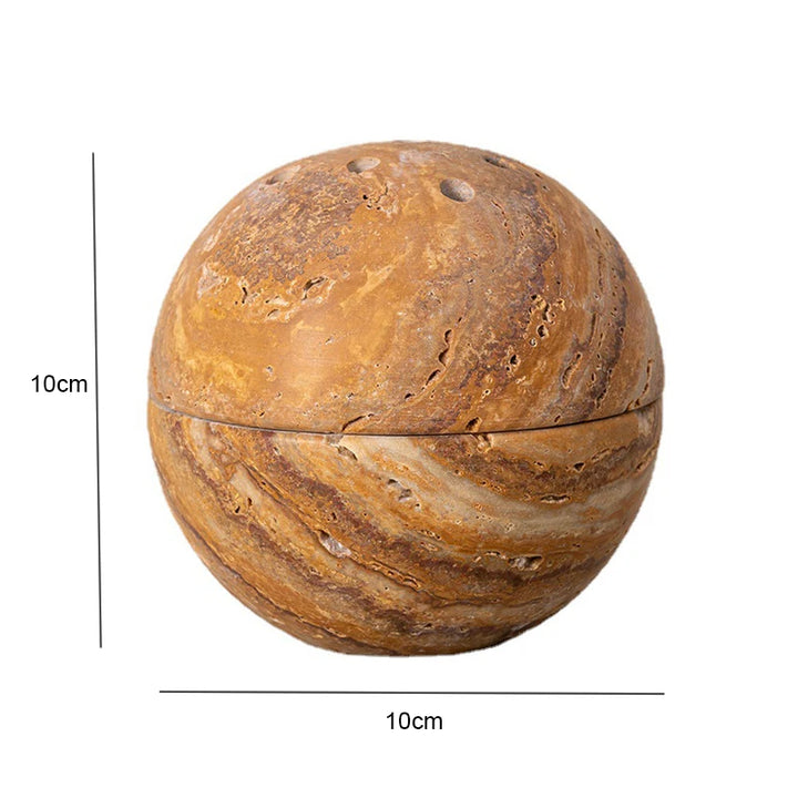 Natural Travertine Marble Incense Burner – Wabi-Sabi Ball-Shaped Stone Holder for Home & Spiritual Decor