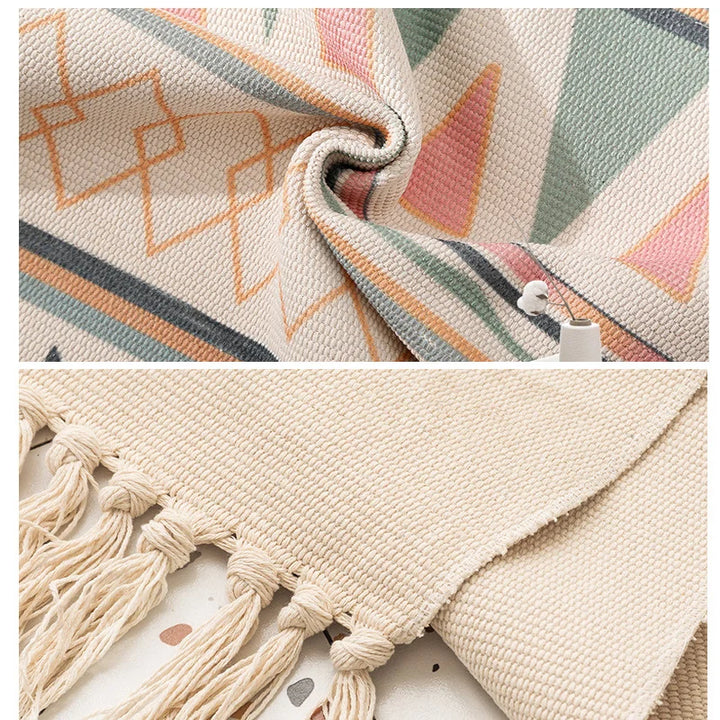 Nordic Moroccan Printed Carpet – Hand-Woven Cotton Rug