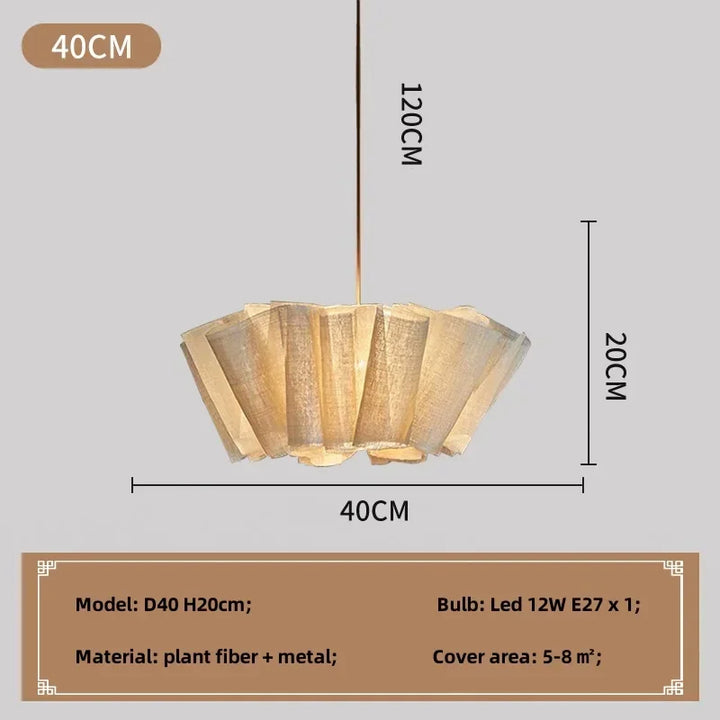 Nordic Wabi-Sabi Pendant Light – Creamy White LED Chandelier in Japanese Fiber for Bedroom, Living Room or Artful Interior Decor