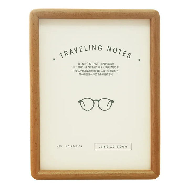 Minimalist Solid Wood Photo Frame – Nordic Style Beech & Ebony Tabletop Display for Home or Office