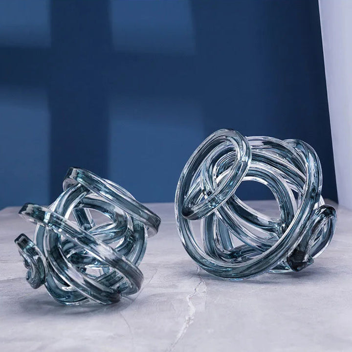 Twisted Glass Chain Sculpture – Modern Transparent Decor