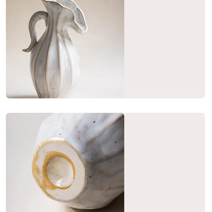 One-Handled Ceramic Vase – Modern Nordic Minimalist Decor