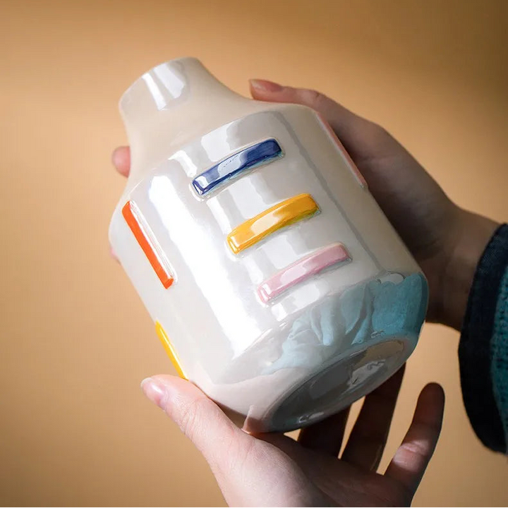 Colorful Ceramic Dopamine Vase – Modern Table Decor